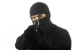 Robber points a gun