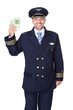 Portrait Of Happy Pilot Holding Euros