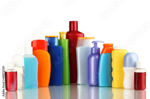 Photo: A lot of different cosmetic products for personal care isolated A lot of different cosmetic products for personal care isolated
