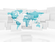 World map on 3d squares
