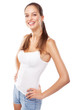 Photo: Beautiful slim woman in white t-shirt Beautiful slim woman in white t-shirt