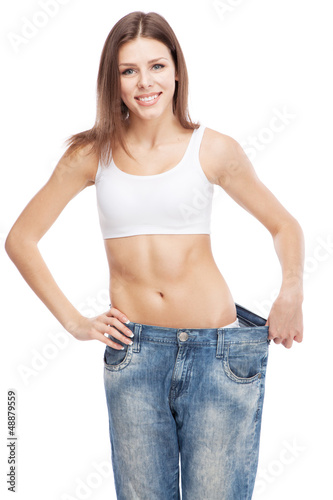 Photo: Beautiful slim woman on white background Beautiful slim woman on white background
