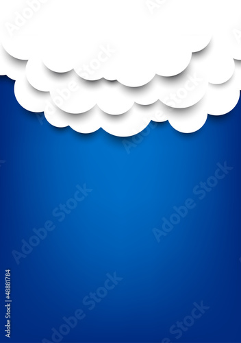 Vector: Paper clouds over blue background. Paper clouds over blue background.