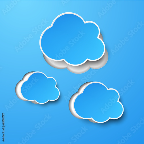 Vector: Paper blue clouds. Paper blue clouds.