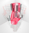 Vector 3D driwing of metallic part easy editable (visual aids)