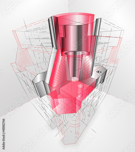 Vector: Vector 3D driwing of metallic part easy editable (visual aids) Vector 3D driwing of metallic part easy editable (visual aids)