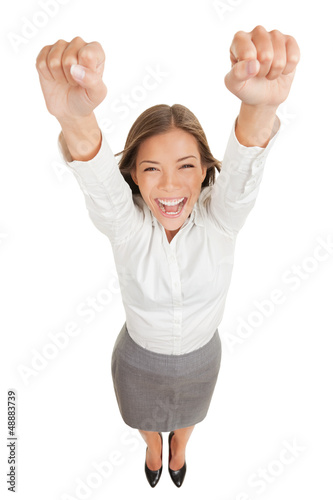 Photo: Ecstatic woman cheering and winning Ecstatic woman cheering and winning