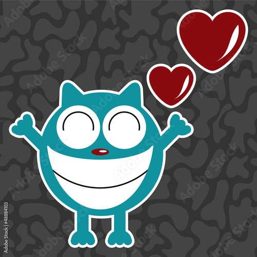 Vector: Funny cat in love, valentine illustration Funny cat in love, valentine illustration
