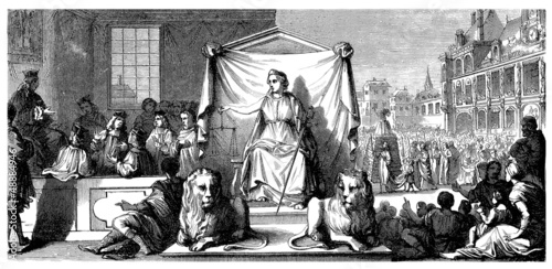 Illustration: Allegory : The Law - La Loi - Das Gesetz - 18th century Allegory : The Law - La Loi - Das Gesetz - 18th century