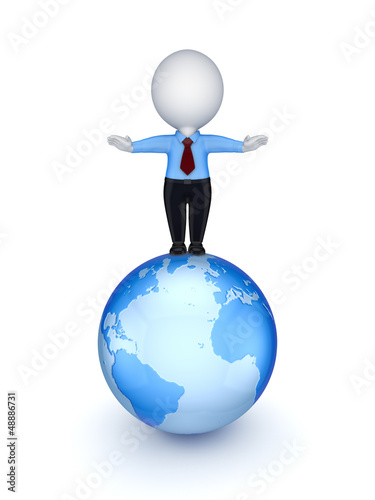 Illustration: Small person studing on Earth. Small person studing on Earth.