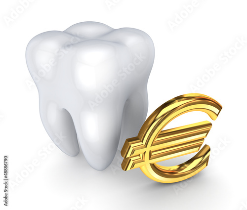 Illustration: Tooth and symbol of Euro. Tooth and symbol of Euro.