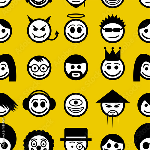 Vector: Smiley faces seamless pattern. Smiley faces seamless pattern.