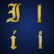 Luxurious alphabets designed with gold diamonds