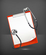 Clipboard with stethoscope