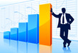 Businessman silhouette with growing chart