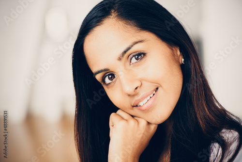 Photo: Beautiful Indian woman portrait happy smiling Beautiful Indian woman portrait happy smiling