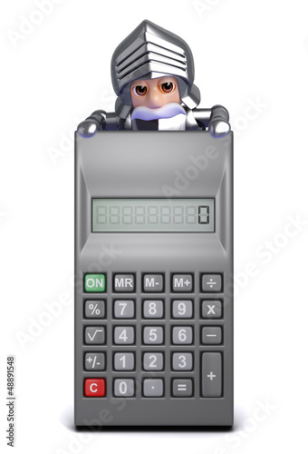 Illustration: Knight looks over calculator Knight looks over calculator