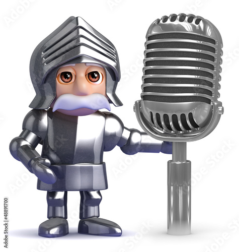 Illustration: Knight use an old retro microphone Knight use an old retro microphone