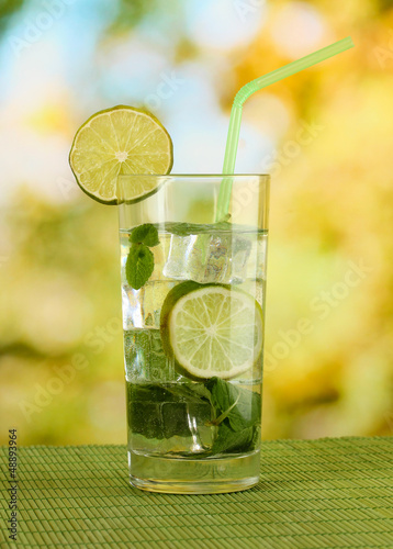 Photo: Glass of water with ice, mint and lime Glass of water with ice, mint and lime