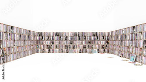 Illustration: Vinyl Regal, Schallplatten Sammung isoliert Vinyl Regal, Schallplatten Sammung isoliert