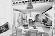 Wireframe rendering of a modern apartment