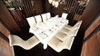 Table for ten persons stands in separate room