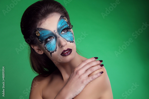 Photo: Fashion Make up. Butterfly makeup on face beautiful woman. Art P Fashion Make up. Butterfly makeup on face beautiful woman. Art P