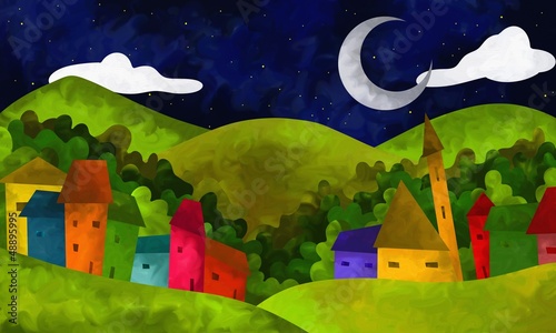 Illustration: paesino di montagna paesino di montagna