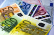 Euro Notes on other Euro Notes in the background