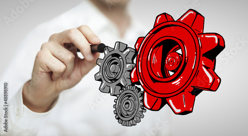 Illustration: hand drawing gears hand drawing gears