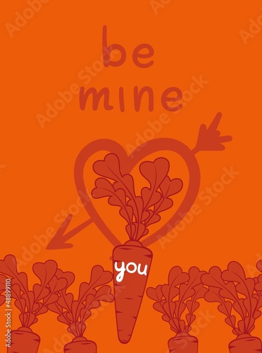 Vector: Be mine valentine with a carrots love Be mine valentine with a carrots love