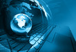 Photo: background with blue world map background with blue world map