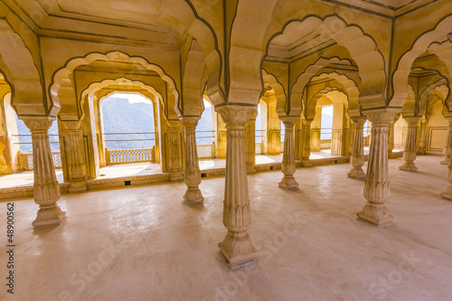 Photo: Columned hall of Amber fort. Jaipur, India Columned hall of Amber fort. Jaipur, India
