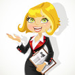 Blond business woman gives a presentation