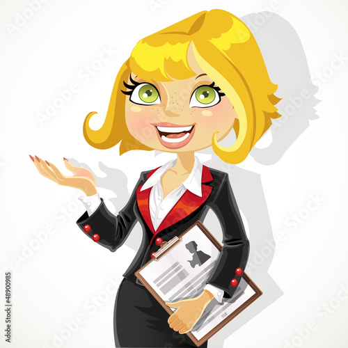 Vector: Blond business woman gives a presentation Blond business woman gives a presentation