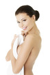 Beautiful happy woman after bath or spa