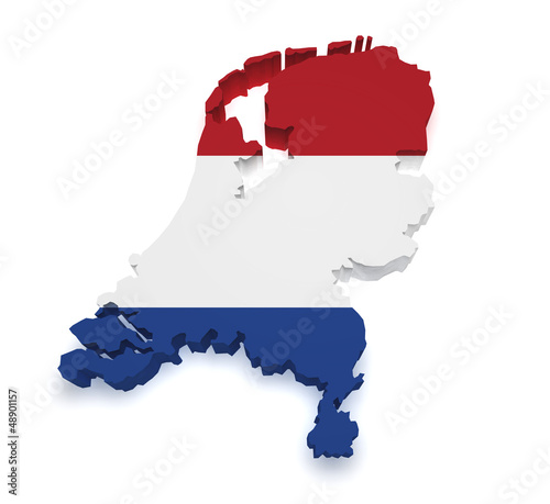 Illustration: Netherlands Map 3d Shape Netherlands Map 3d Shape