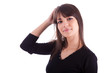 Close up portrait of young beautiful caucasian woman