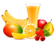 Fresh color fruit and juice. Vector illustration