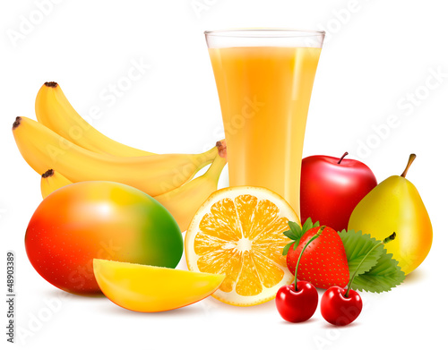 Vector: Fresh color fruit and juice. Vector illustration Fresh color fruit and juice. Vector illustration