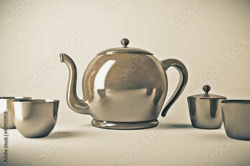 Illustration: teapot and teacup teapot and teacup