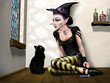 Witch with her familiar