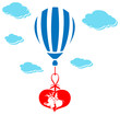 Valentine Couple Kissing in Air Balloon