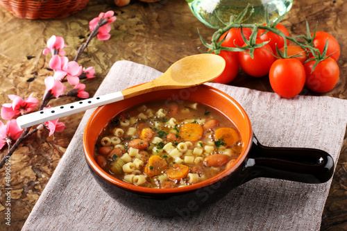 Photo: Bean soup in earthenware bowl Bean soup in earthenware bowl