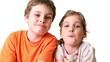 Video: Two kids boy and girl smile isolated Two kids boy and girl smile isolated