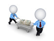 Pushcart with pack of dollars.