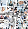 A large business collage with young people working