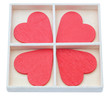 Red heart in a box. On Valentine's Day.