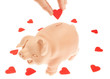 Cute piglet-piggy bank for the collection of hearts. Valentine's