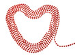 Elegant red beads in the shape of a heart. On a white background